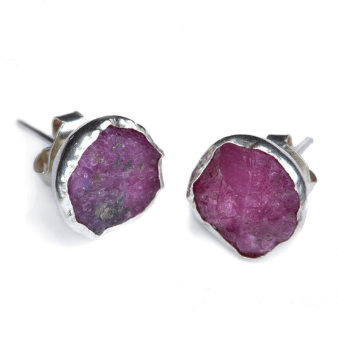 Silver Ruby Studs - Afghanistan